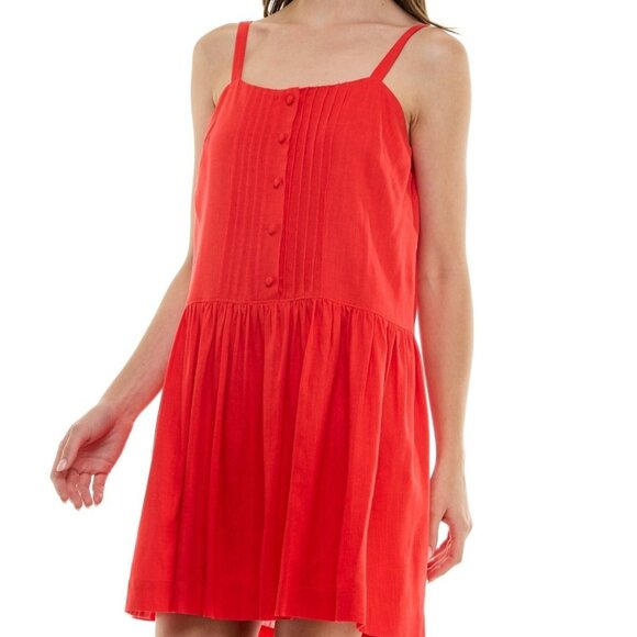 Taylor Womens Petite Pintuck Square Neck Mini Dress Tomato Size 4P NWT - Picture 2 of 7